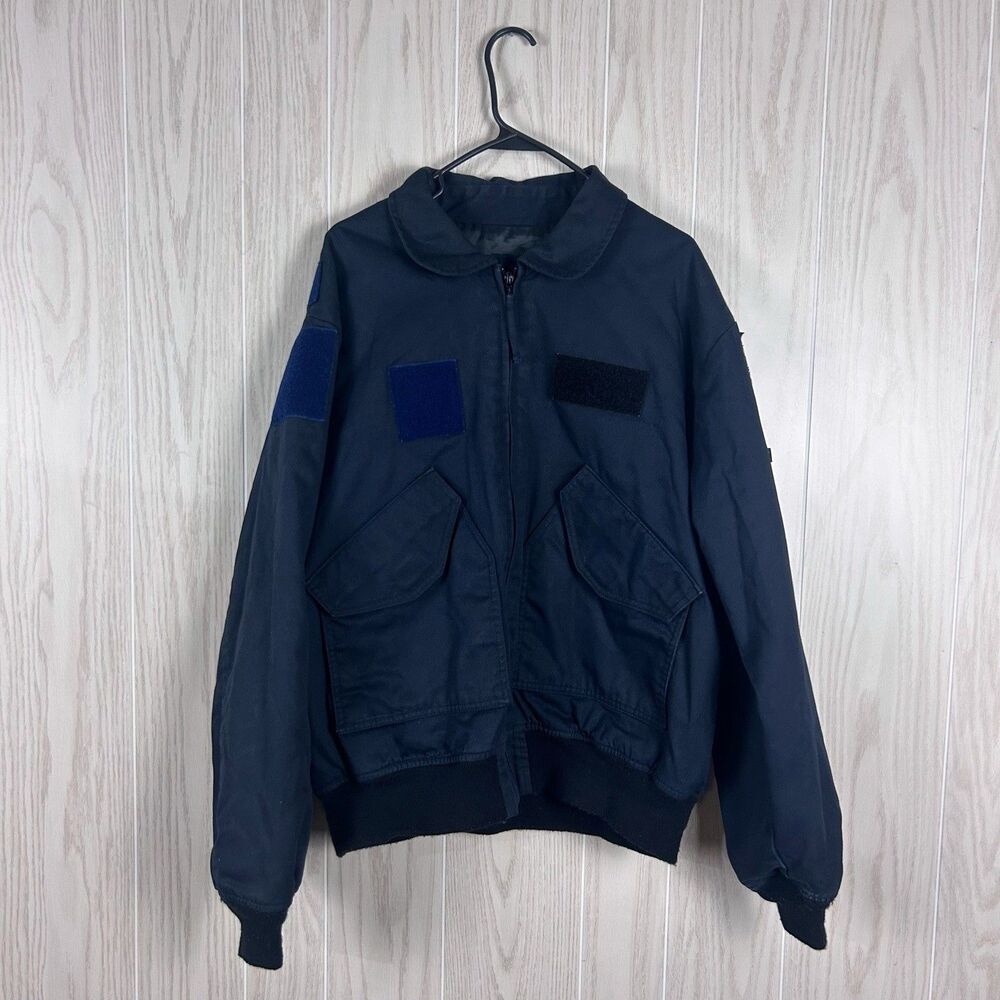 Vintage Gibson & Barnes Sentinel Flight Jacket Navy Blue Military USA Made XL